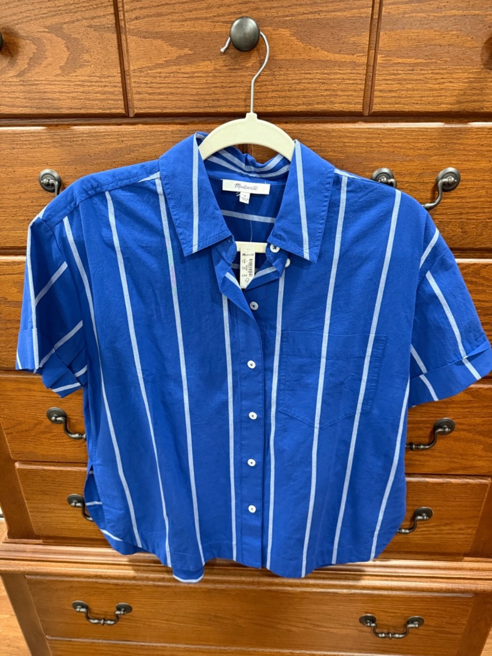 BNWT Madewell blue w/white stripes top, small - Picture 2 of 4